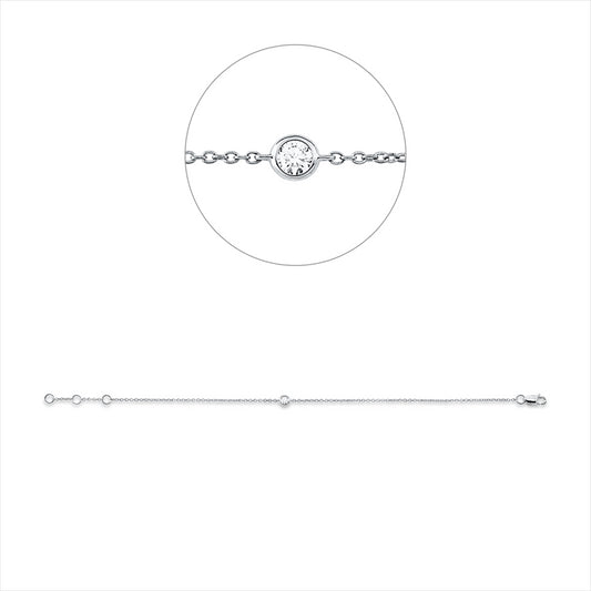 Armband 18 kt WG, mit ZÖ 16cm ,17 cm, 1 Brill. 0,09 ct, TW-si