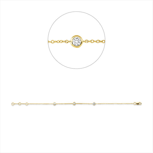 Armband 18 kt GG, mit ZÖ 16 cm, 17 cm, 3 Brill. 0,25 ct, TW-si