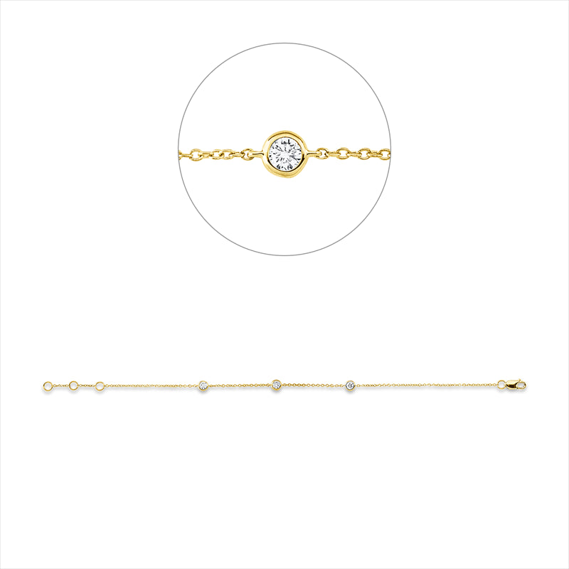 Armband 18 kt GG, mit ZÖ 16 cm, 17 cm, 3 Brill. 0,25 ct, TW-si