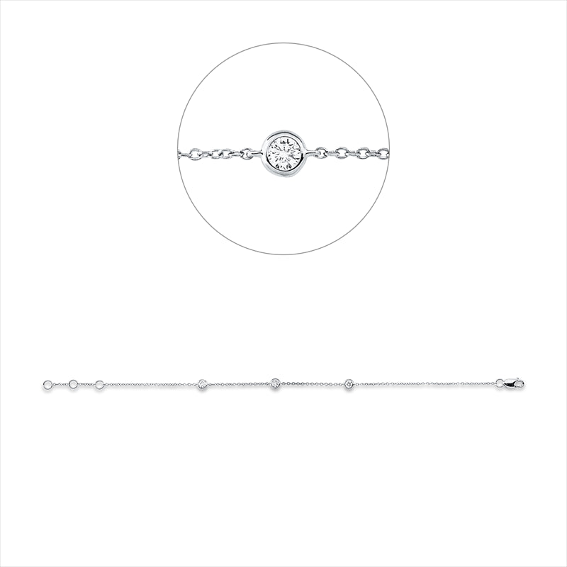 Armband 18 kt WG, mit ZÖ 16 cm, 17 cm, 3 Brill. 0,26 ct, TW-si