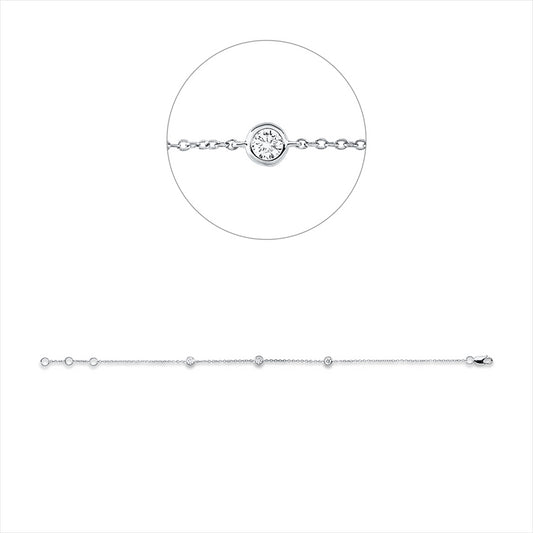 Armband 18 kt WG, mit ZÖ 16 cm, 17 cm, 3 Brill. 0,26 ct, TW-si