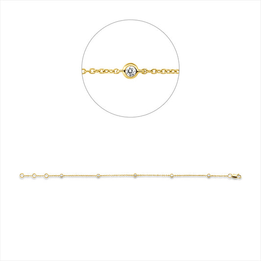 Armband 18 kt GG, mit ZÖ 16 cm, 17 cm, 5 Brill. 0,15 ct, TW-si