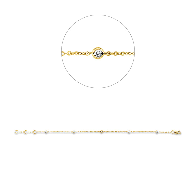 Armband 18 kt GG, mit ZÖ 16 cm, 17 cm, 5 Brill. 0,15 ct, TW-si