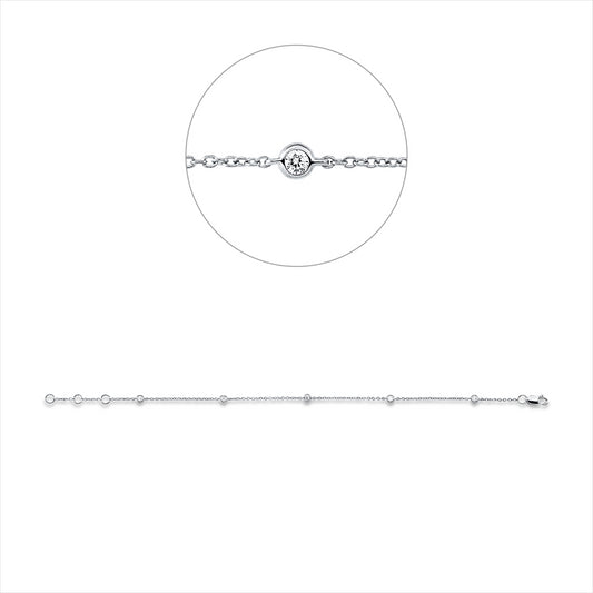 Armband 18 kt WG, mit ZÖ 16 cm, 17 cm, 5 Brill. 0,15 ct, TW-si