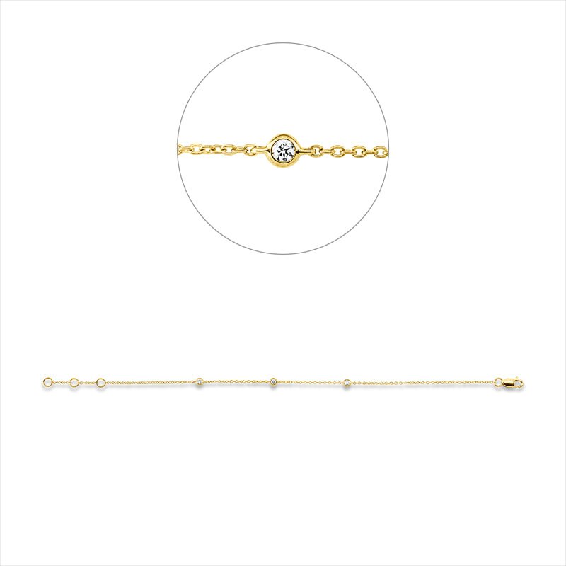 Armband 18 kt GG, mit ZÖ 16 cm, 17 cm, 3 Brill. 0,09 ct, TW-si
