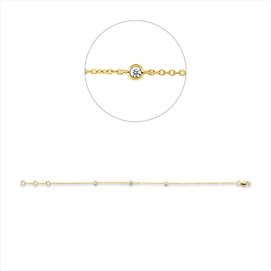 Armband 18 kt GG, mit ZÖ 16 cm, 17 cm, 3 Brill. 0,09 ct, TW-si