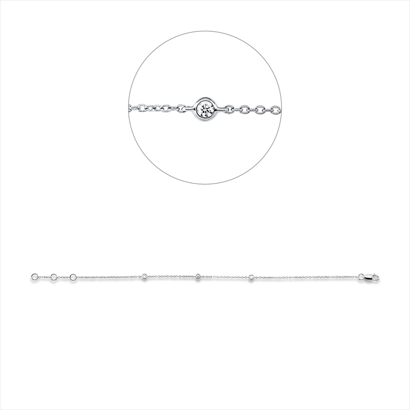 Armband 18 kt WG, mit ZÖ 16 cm, 17 cm, 3 Brill. 0,09 ct, TW-si