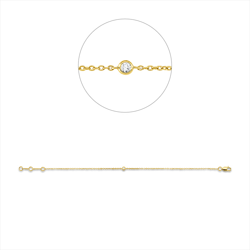 Armband 18 kt GG, mit ZÖ 16 cm, 17cm, 1 Brill. 0,03 ct, TW-si