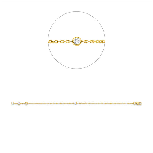 Armband 18 kt GG, mit ZÖ 16 cm, 17cm, 1 Brill. 0,03 ct, TW-si