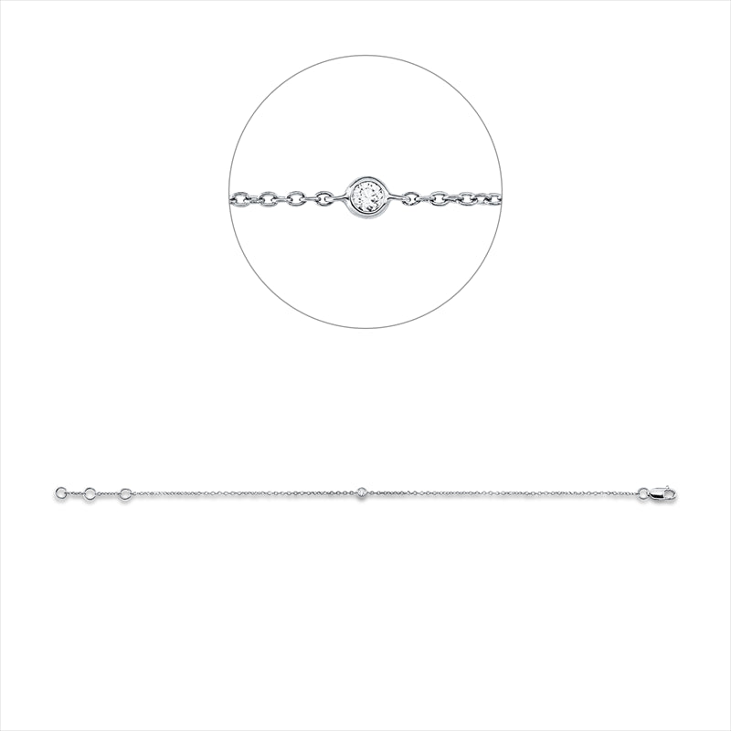 Armband 18 kt WG, mit ZÖ 16 cm, 17 cm, 1 Brill. 0,03 ct, TW-si