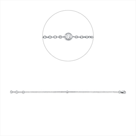 Armband 18 kt WG, mit ZÖ 16 cm, 17 cm, 1 Brill. 0,03 ct, TW-si
