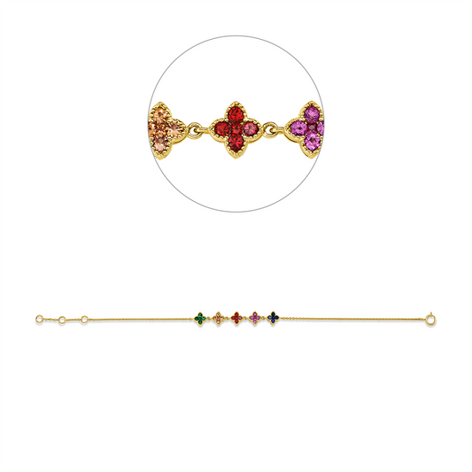 Armband 18 kt GG, mit ZÖ 15,5 cm + 16,5 cm, 25 Saphire 0,76 ct multicolor