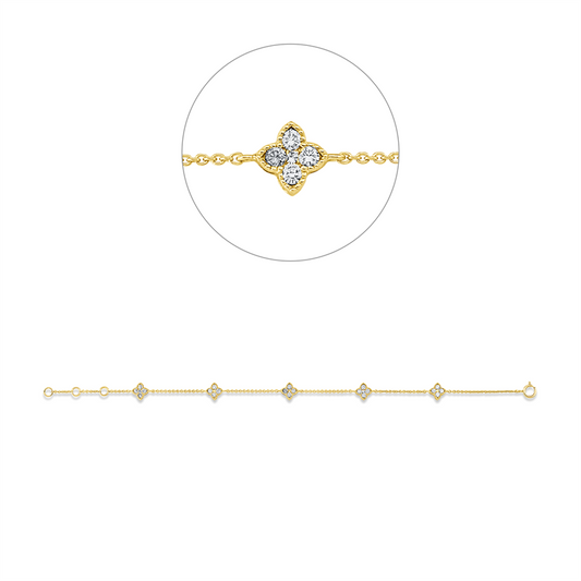 Armband 18 kt GG, mit ZÖ 15,5 cm + 16,5 cm, 25 Brill. 0,60 ct, W-si