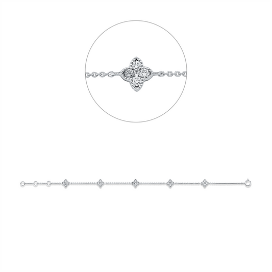 Armband 18 kt WG, mit ZÖ 15,5 cm + 16,5 cm, 25 Brill. 0,60 ct, W-si