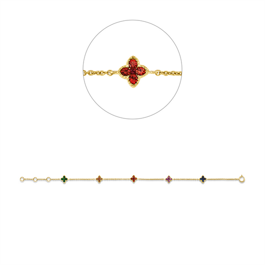 Armband 18 kt GG, mit ZÖ 15,5 cm + 16,5 cm, 25 Saphire 0,77 ct multicolor
