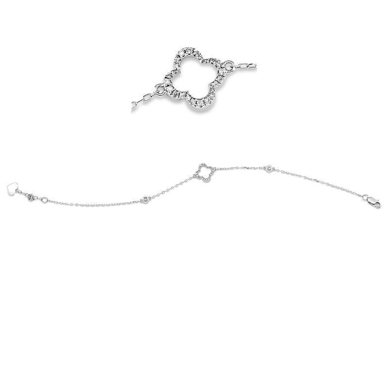 Armband 14 kt WG, mit ZÖ 17,8 cm, 26 Brill. 0,12 ct, TW-si