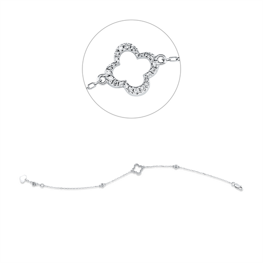Armband 14 kt WG, mit ZÖ 17,8 cm, 26 Brill. 0,12 ct, TW-si