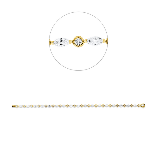 Armband 18 kt GG+WG, 18 Nav. 2,67 ct, TW-vsi, 18 Brill. 0,85 ct, TW-vsi