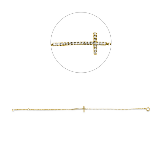 Armband 18 kt GG, mit ZÖ 16 cm, 23 Brill. 0,09 ct, TW-si