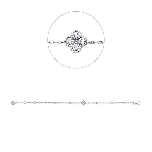 Armband 18 kt WG, mit ZÖ 15.5 cm + 17 cm, 1 Princ. 0,03 ct, TW-si, 8 Brill. 0,30 ct, TW-si