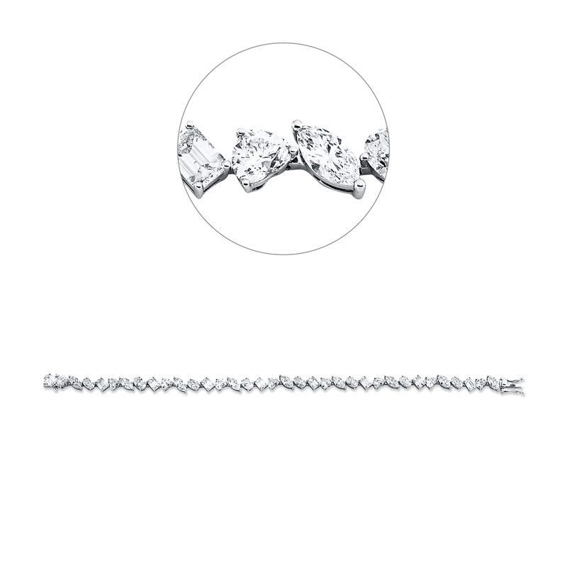 Armband 950 Pt WG+P950, 35 Fant-Schl 11,61 ct, TW-si