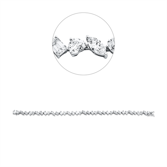 Armband 950 Pt WG+P950, 35 Fant-Schl 11,61 ct, TW-si