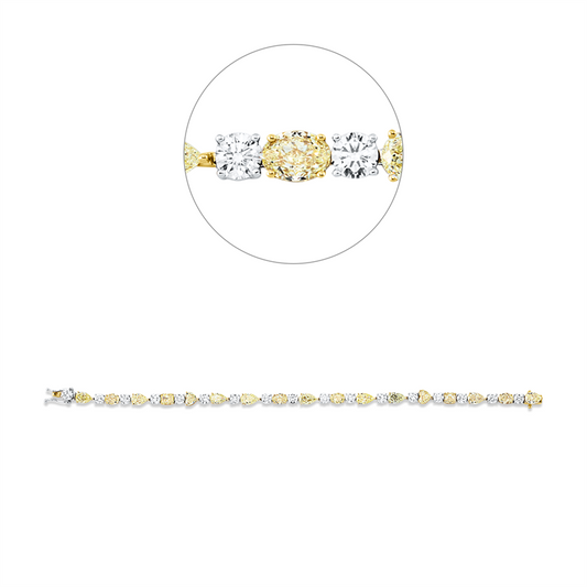 Armband 18 kt GP, GIA 17pcs, 17 Fant-Schl  8,63 ct,  gelb--vsi/si, 17  Brillanten 3,85 ct, TW-si