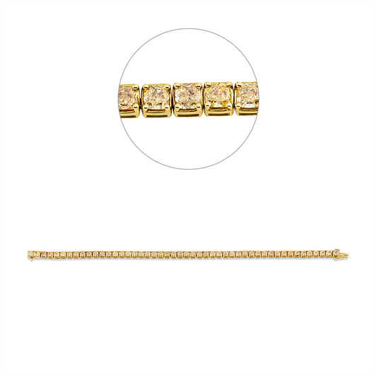 Armband 18 kt GG, 48 Cushion 9,20 ct, gelb