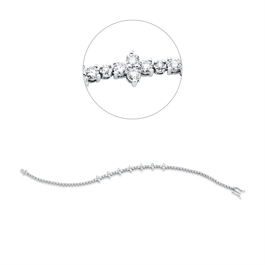 Armband 18 kt WG, 28 Brill. 1,26 ct, W-pi, 56 Brill. 0,53 ct, W-pi