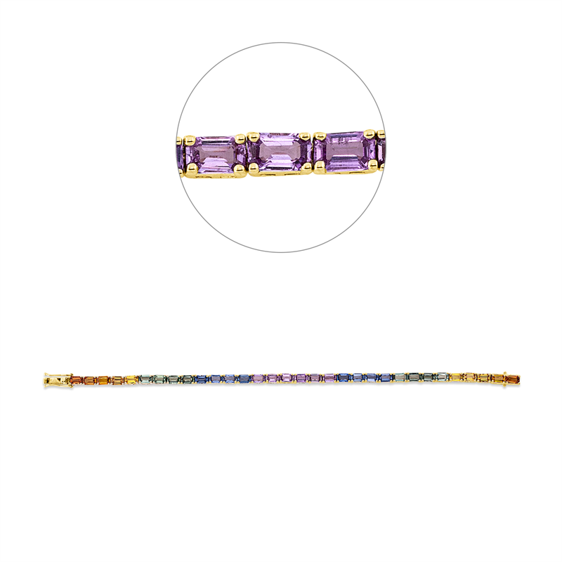 Armband 14 kt GG, 32 Saphire 11,07 ct fancy