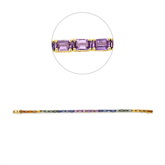 Armband 14 kt GG, 32 Saphire 11,07 ct fancy