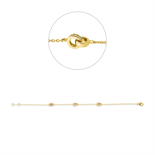 Armband 18 kt GG, mit ZÖ 18 cm, 36 Dia. 0,14 ct, TW-si