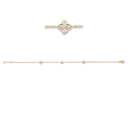 Armband 18 kt GG, mit ZÖ 18 cm, 3 Brill. 0,03 ct, TW-si, 12 Brill. 0,30 ct, TW-si