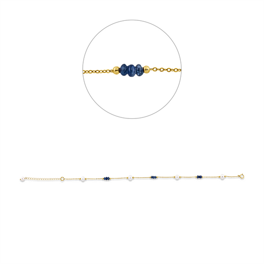 Armband 18 kt GG, mit ZÖ 21 cm, 9 Saphire 1,50 ct blau, 5 SW weiß 4,5 mm