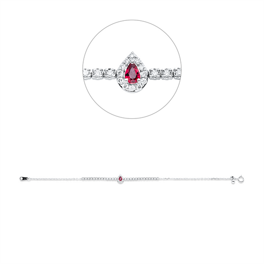 Armband 18 kt WG, 38 Brill. 0,26 ct, TW-pi, 1 Rubin 0,11 ct rot