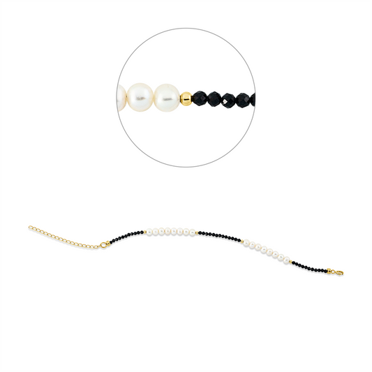 Armband 18 kt GG, mit ZÖ 15 cm, 35 Spinel 5,25 ct schwarz, 16 SW weiß 3,5 mm