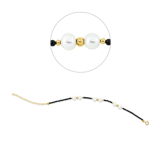 Armband 18 kt GG, mit ZÖ 20 cm, 45 Spinel 6,75 ct schwarz, 6 SW weiß 5,5 mm