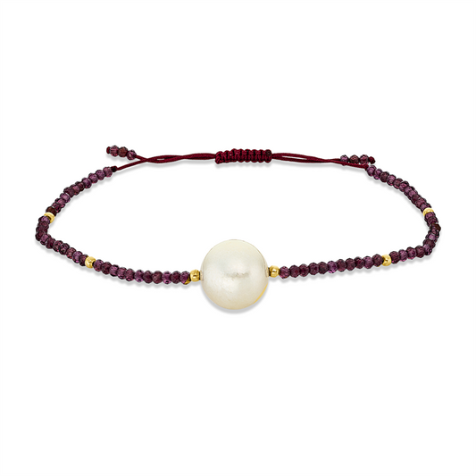 Armband 14 kt GG, 70 Granat 10,50 ct rot, 1 SS gold 11 mm
