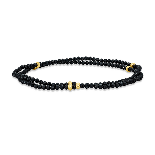 Armband 14 kt GG, 159 Spinel 15,00 ct schwarz