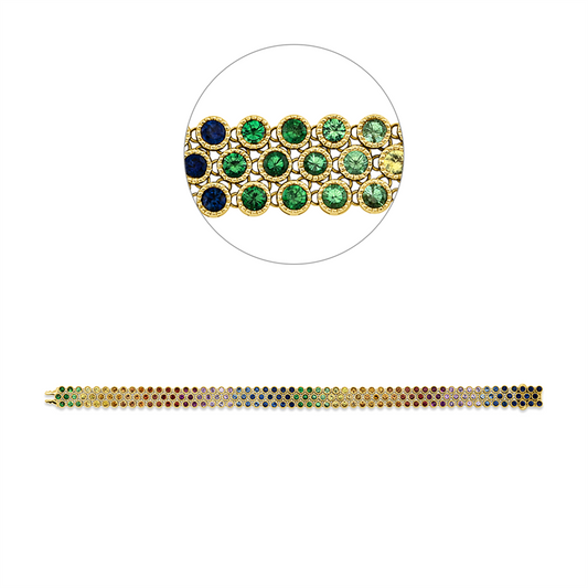 Armband 18 kt GG, 165 Saphire 8,86 ct fancy