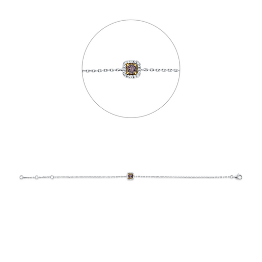 Armband 18 kt WG+RG, mit ZÖ 15+16,5 cm, 16 Brill. 0,10 ct, TW-si, 1 Cushion 0,19 ct, pink