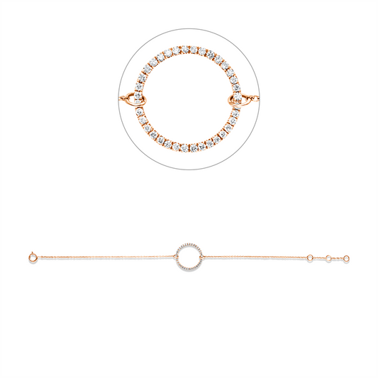 Armband 18 kt RG, mit ZÖ 15,5 cm + 16,5 cm, 36 Brill. 0,19 ct, W-si