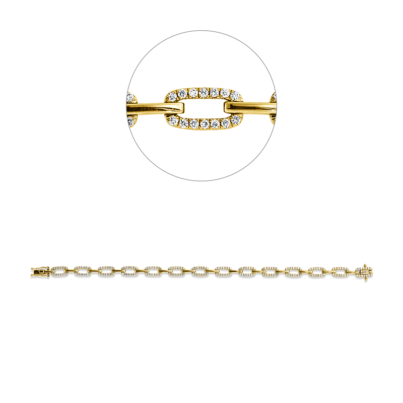 Armband 18 kt GG, 202 Brill. 1,29 ct, W-si