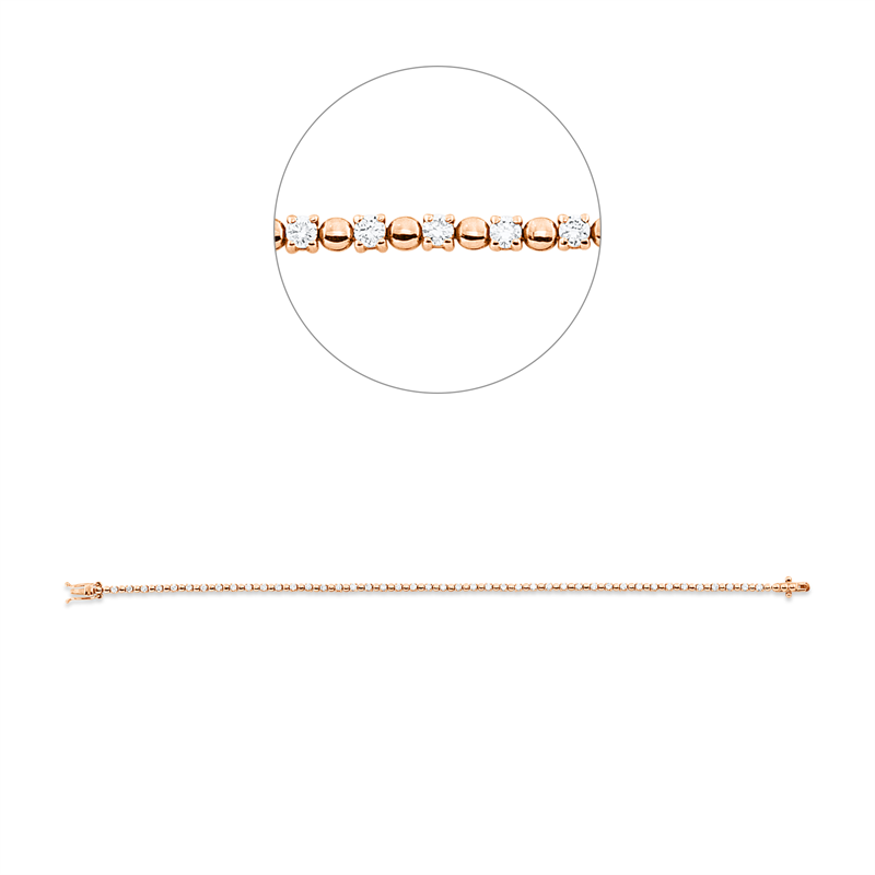 Armband 14 kt RG, 44 Brill. 1,08 ct, F-si