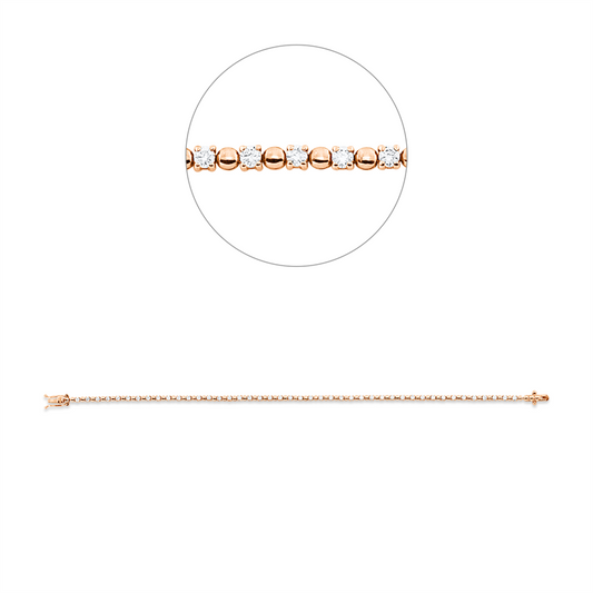 Armband 14 kt RG, 44 Brill. 1,08 ct, F-si