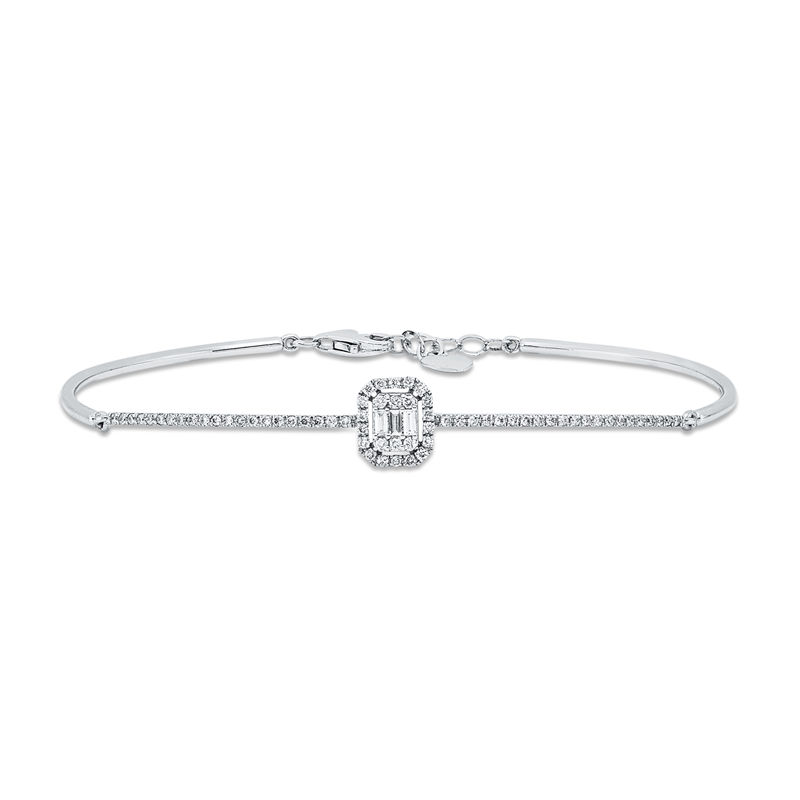 Armband 14 kt WG, 3 Bag. 0,05 ct, F-vsi, 66 Brill. 0,32 ct, F-si