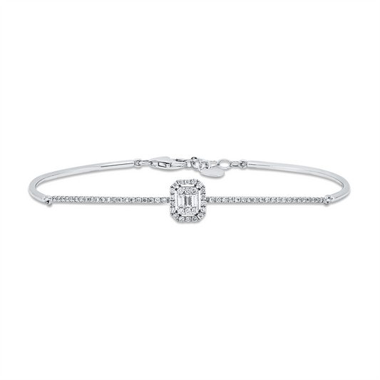 Armband 14 kt WG, 3 Bag. 0,05 ct, F-vsi, 66 Brill. 0,32 ct, F-si