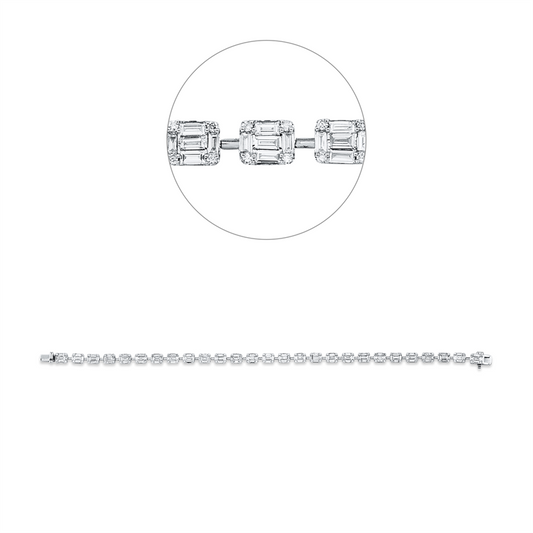 Armband 18 kt WG, 135 Bag. 2,33 ct, F-vsi, 108 Brill. 0,44 ct, F-si