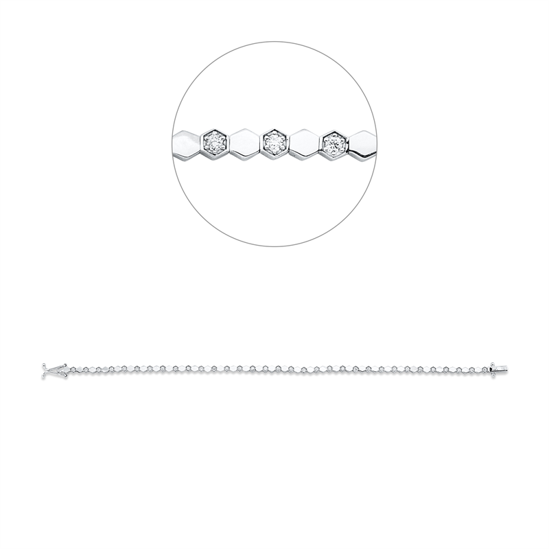 Armband 14 kt WG, 33 Brill. 0,40 ct, F-si