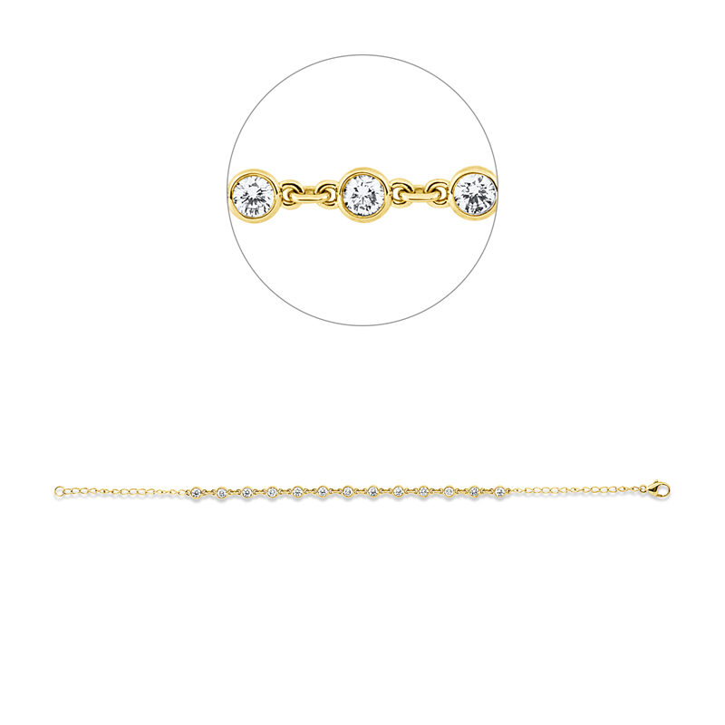 Armband 18 kt GG, 13 Brill. 1,00 ct, TW-si